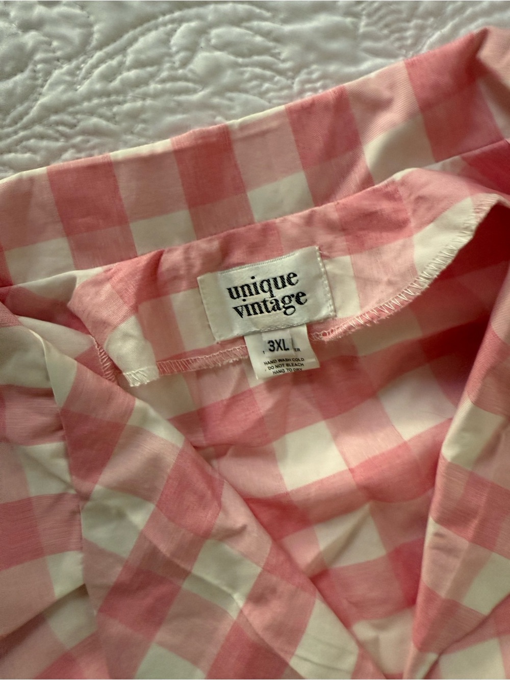 Unique Vintage Pinup Shirt Dress Pink Gingham 1950s 3XL Plus 1940s Rockabilly - Picture 4 of 5